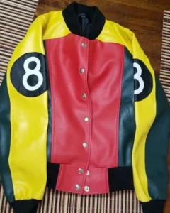 Womens 8 Ball Pool Bomber Leather Jacket