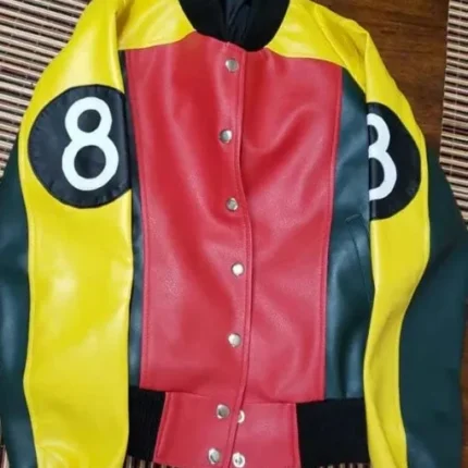 Womens 8 Ball Pool Bomber Leather Jacket