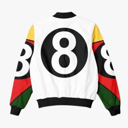 8 Ball 90s Style White Bomber Jacket