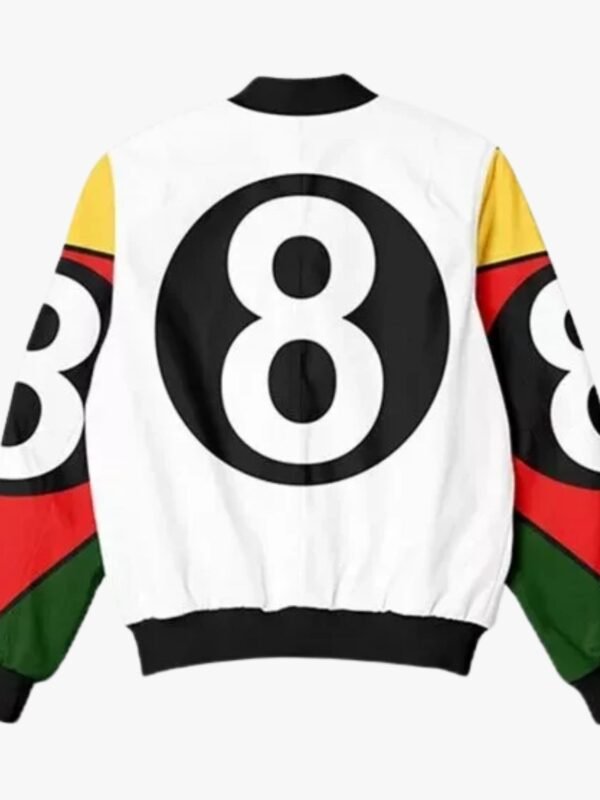 8 Ball 90s Style White Bomber Jacket