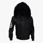 8 Ball Black Varsity Bomber Parka Leather Jacket