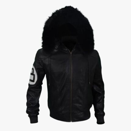 8 Ball Black Varsity Bomber Parka Leather Jacket