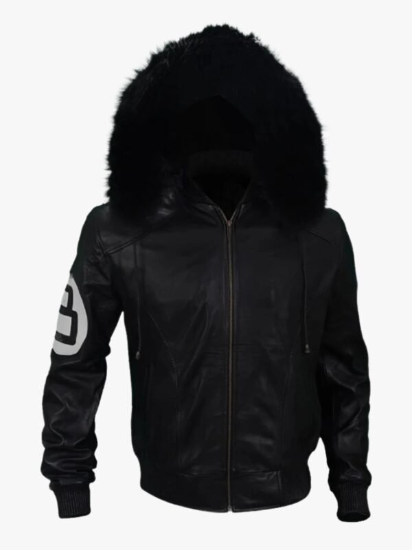 8 Ball Black Varsity Bomber Parka Leather Jacket