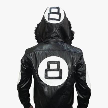 8 Ball Black Varsity Bomber Parka Leather Jacket