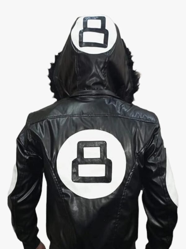8 Ball Black Varsity Bomber Parka Leather Jacket