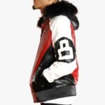 8 Ball Logo Fur Hooded Parka Leather Jacket