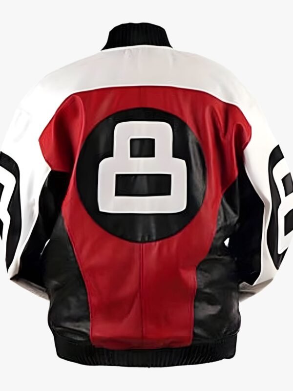 8 Ball Logo Red Black and White Bomber Jacket