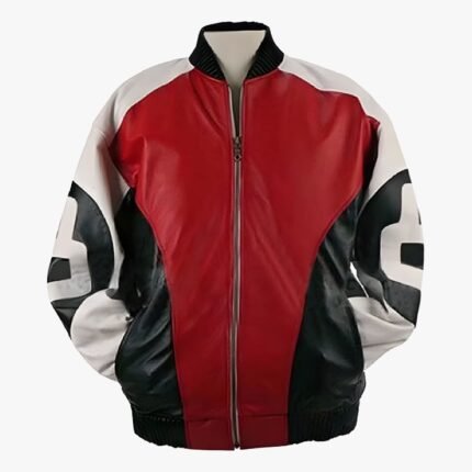 8 Ball Logo Red Black and White Bomber Jacket