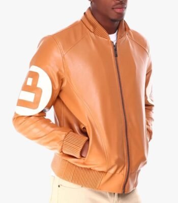 8 Ball Orange Fur Hooded Leather Jacket
