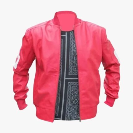 8 Ball Pink Bomber Leather Jacket