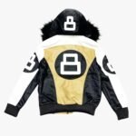 Khaki and White 8 Ball Fur Hooded Jacket