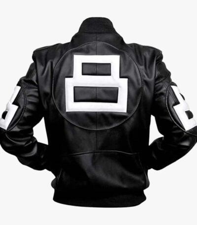 Men's 8 Ball Bomber Black Leather Jacket