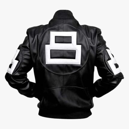 Men's 8 Ball Bomber Black Leather Jacket