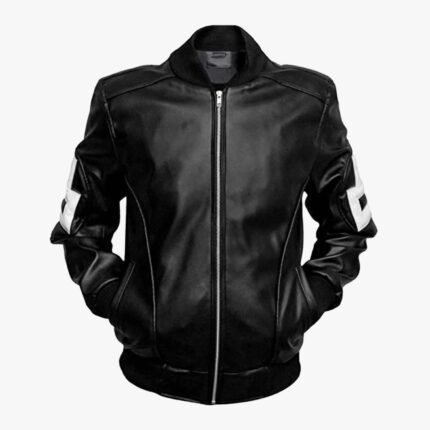 Men's 8 Ball Bomber Black Leather Jacket