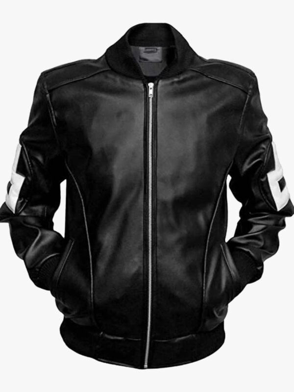 Men's 8 Ball Bomber Black Leather Jacket