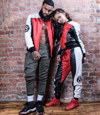 Womens 8 Ball Multicolor Leather Tracksuit