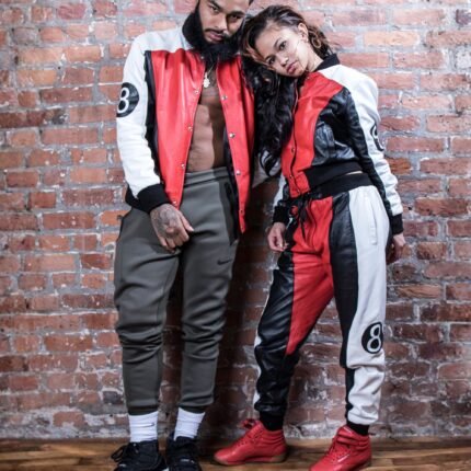 Womens 8 Ball Multicolor Leather Tracksuit