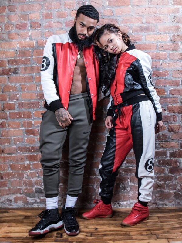 Womens 8 Ball Multicolor Leather Tracksuit