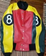 Womens 8 Ball Pool Bomber Leather Jacket