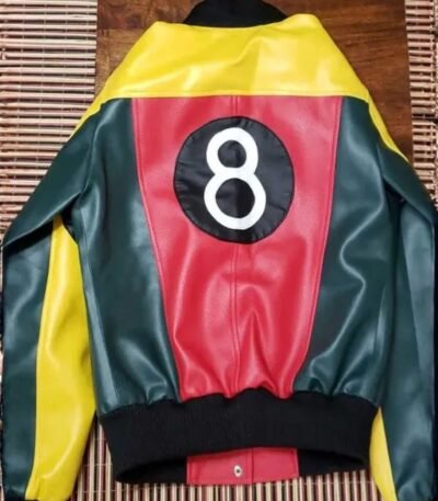 Womens 8 Ball Pool Bomber Leather Jacket