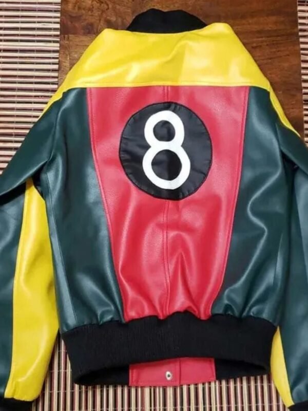 Womens 8 Ball Pool Bomber Leather Jacket
