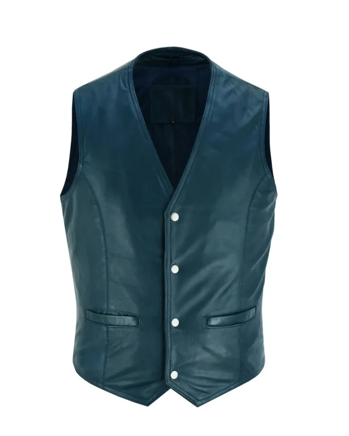 Men’s Vintage Classic Blue Leather Vest