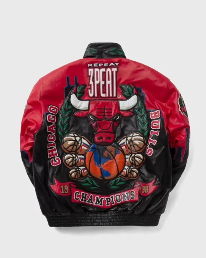 Three Peat Jeff Chicago Bulls Leather Jacket