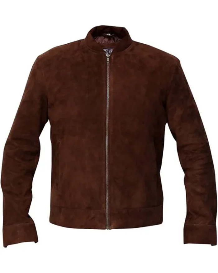 Men’s Slim Fit Biker Coffee Brown Bomber Jacket