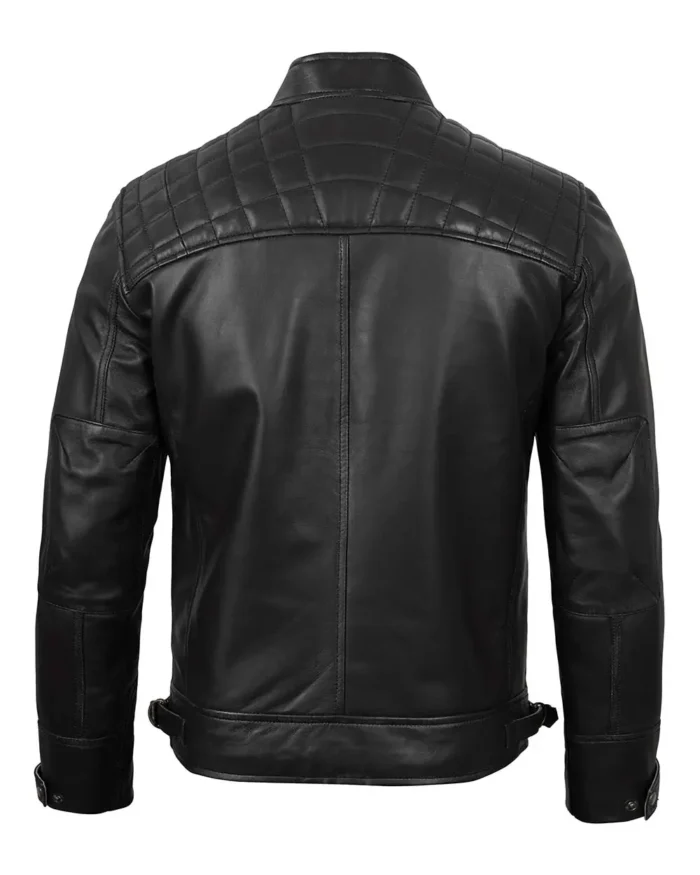 Men’s Cafe Racer Real Leather Biker Black Field Jacket