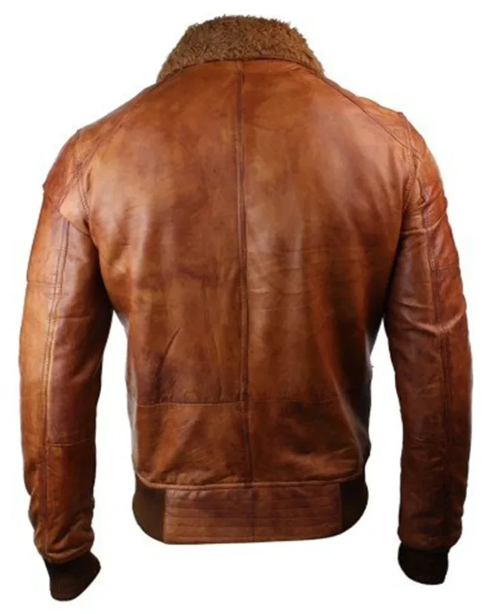 Mens Removable Fur Collar Rust Tan Brown Jacket