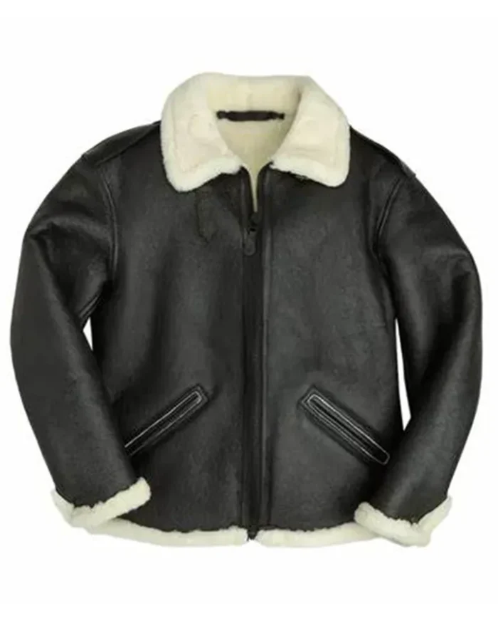 Philip Black Shearling Fur B6 Bomber Leather Jacket