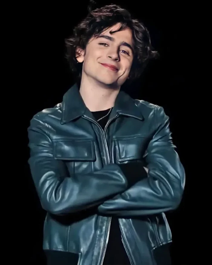 Timothée Chalamet Green Leather Bomber