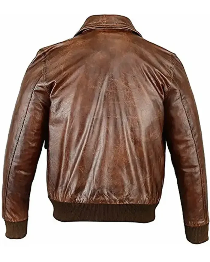 Sebastian Stan The Devil All the Time Brown Bomber Leather Jacket