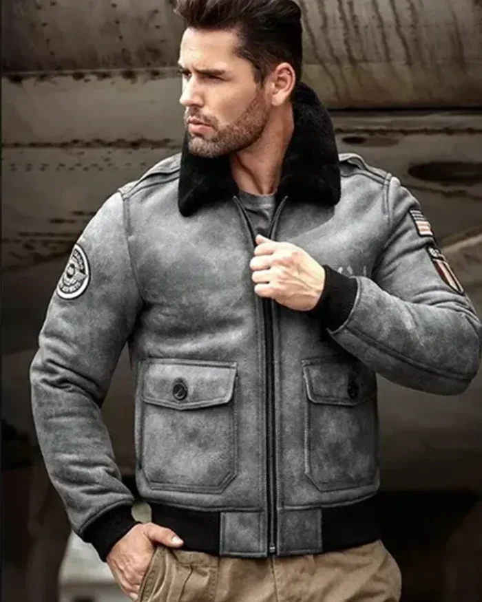 Alexander Black G1 Bomber Shearling Leather Jacket