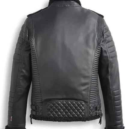 Benjamin Biker Padded Quilted Shearling Jacket