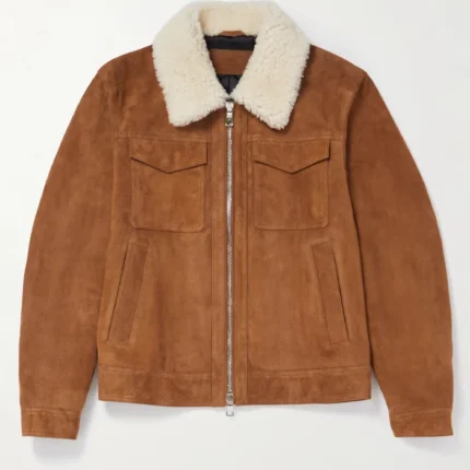 Bryan Shearling Fur Suede Trucker Jacket