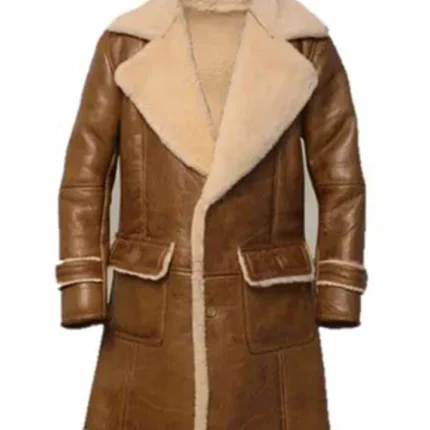 Gregory Flap Pockets Brown Shearling Leather Coat