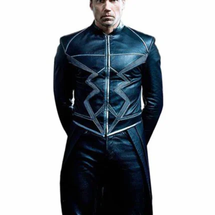 Black Bolt Inhumans Mid Length Leather Coat