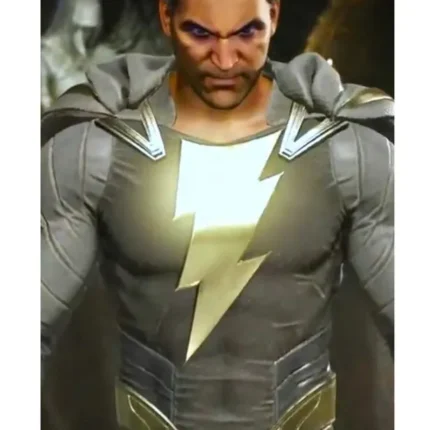 Injustice 2 Black Adam Grey Leather Jacket