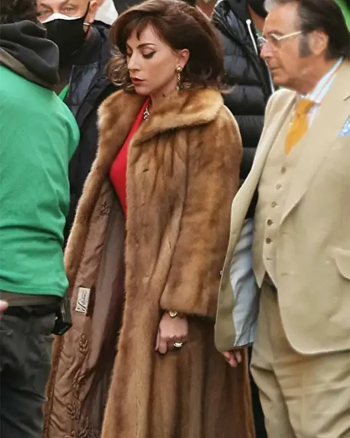 Lady Gaga House of Gucci Brown Long Fur Coat