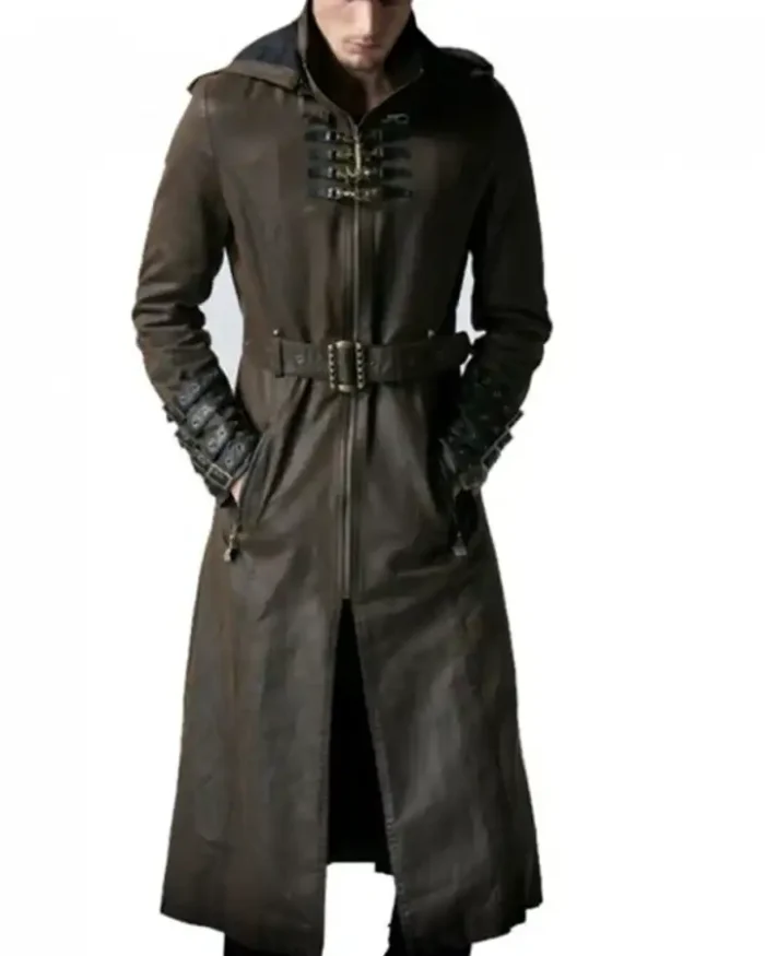 Wasteland Steampunk Brown Long Leather Trench Coat