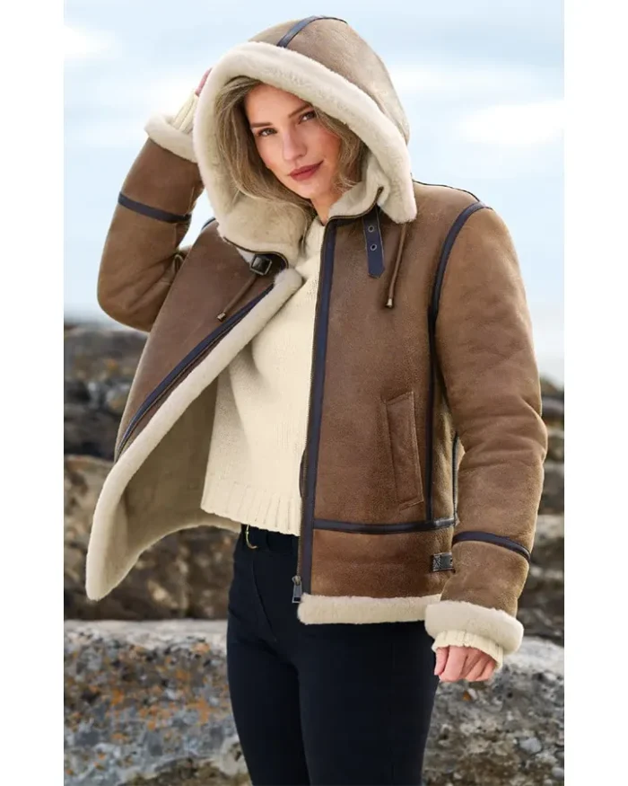 Richard Coffee Brown Shearling Parka Hooded Coat