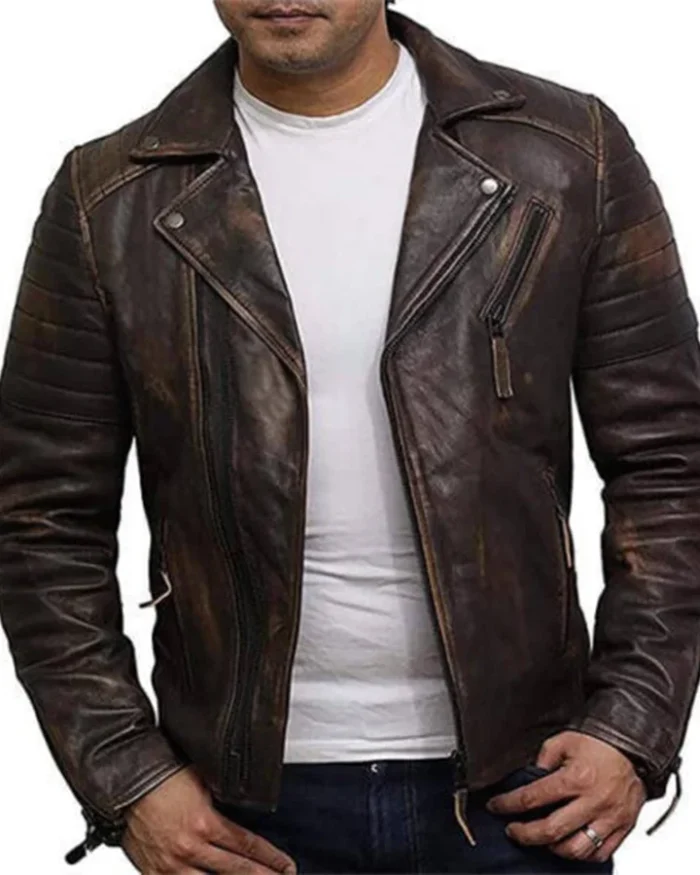 Slim Fit Mens Brown Motorcycle Jacket