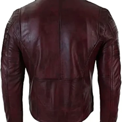 Mens Classic Aged Cintree Cut Diagonal Burgundy Biker Jacket