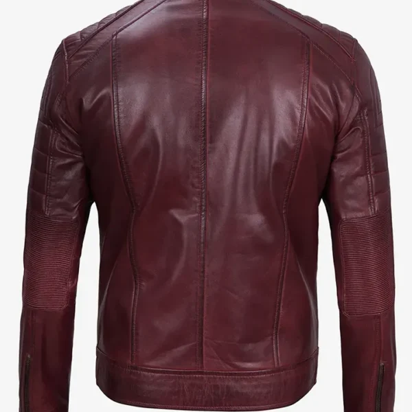 Men's Cafe Racer Distressed Maroon Jacket