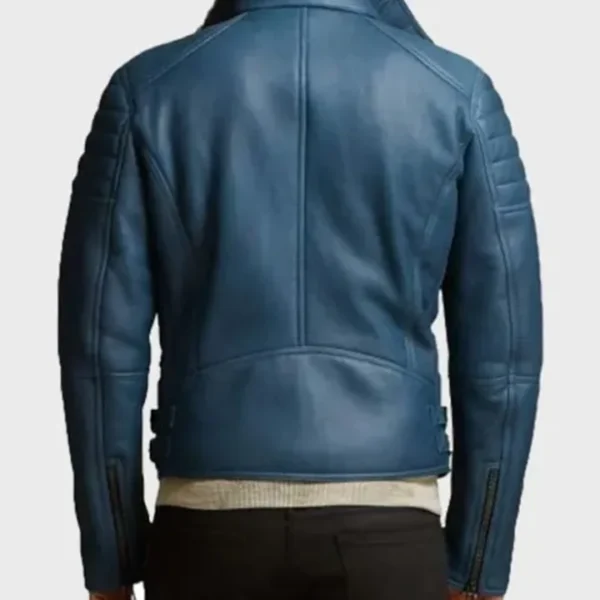 Benji Shearling Fur Blue Sheepskin Leather Jacket