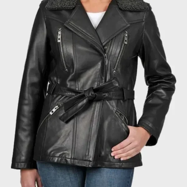 Corey Shearling Leather Black Jacket