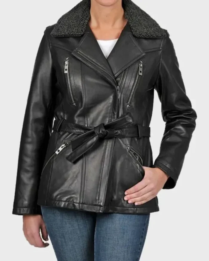 Corey Shearling Leather Black Jacket