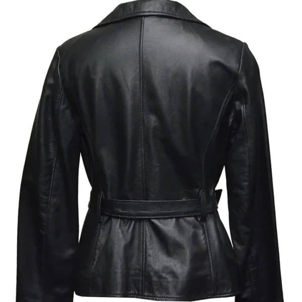 Soft Belted Women Jacket Black Leather