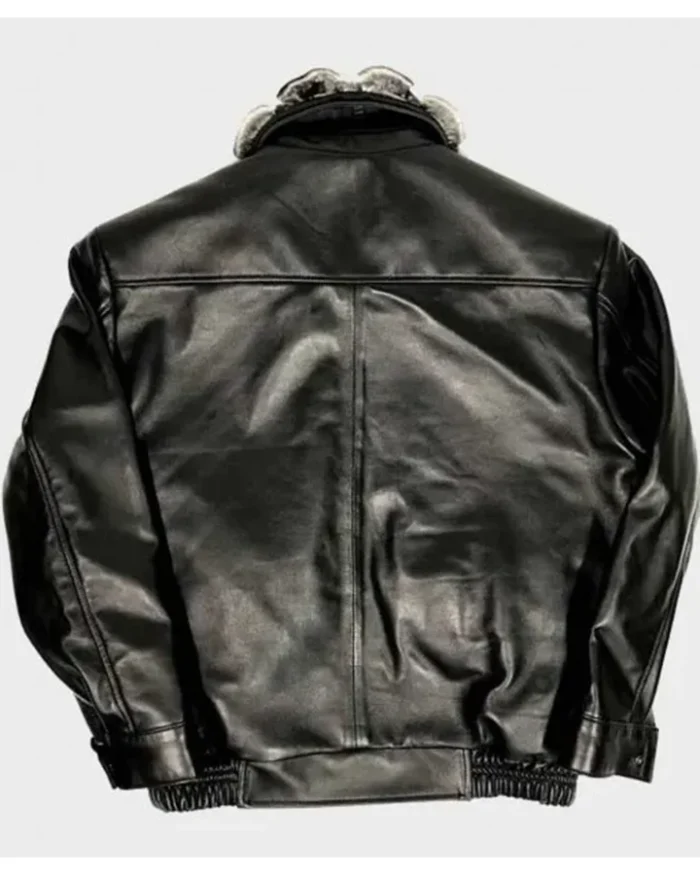 Frank Sheepskin Black Jacket with Chinchilla Collar